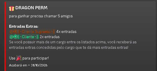 SORTEIO DE DRAGON PERM NO DC DA LOJA